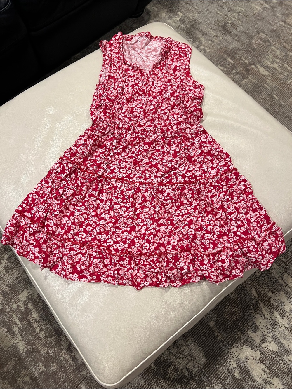 Women’s Red Floral Ruffle Tiered Dress